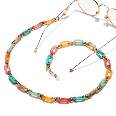 China Trendy Colorful Acrylic Necklace Strap For Women Glass Maskchain Rectangle Classy Resin Spliced ​​Sunglasses Chain Chain for sale