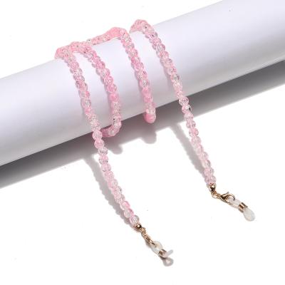 China Glasses Chain Facemask Chain Fashion Chic 6mm Split Pink Crystal Beads Sunglasses Women Glass Facemask Handmade Beaded Chain Chain Trendy for sale