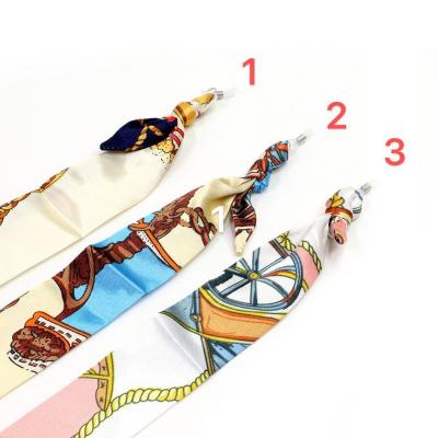 China SYM001 Fabric trade assurance fashion sliver colorful silk sunglasses chain ethnic chic style fabric women necklace glasses strap for sale