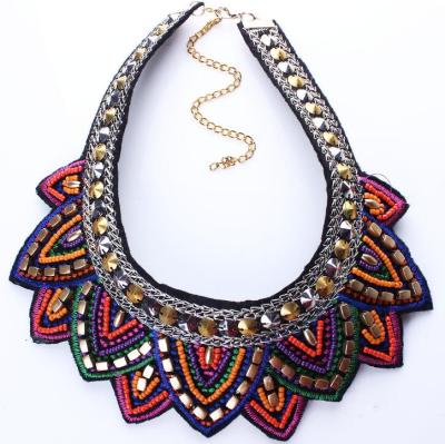 China QD049 Huilin Embroidery Seed Bead Necklace Fashionable Colorful Huichol Necklace Women for sale