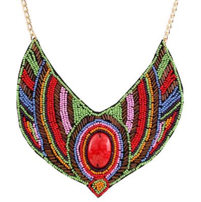 China QD057 Huilin Fashionable Bohemian National Style Necklace Beaded Seed Beads Medallion Necklace for sale