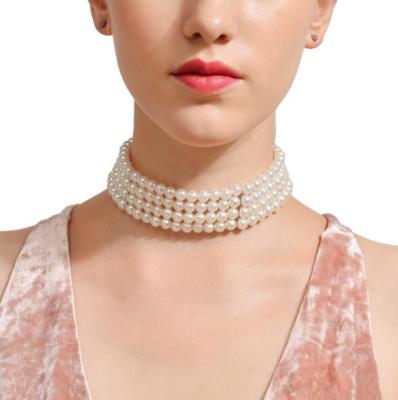 China Wholesale CLASSIC Handmade Elegant Simulated Layered Pearl Necklace Choker Necklace Jewelry Wholesale XR018 for sale