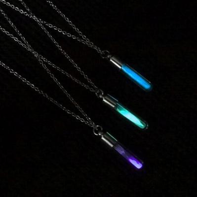 China DB031 Huilin Sand Glass Tube Hourglass Necklace Trendy Glowing Luminous Jewelry for sale