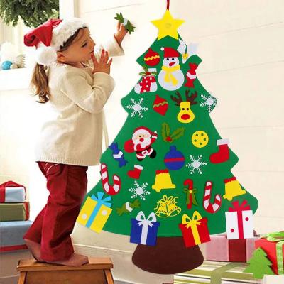 China 2021 Non-woven Felt Christmas Decorations Santa Claus New Year Tree Merry Christmas Gifts Navidad Christmas Ornament DIY Home Felt Christmas Tree for sale