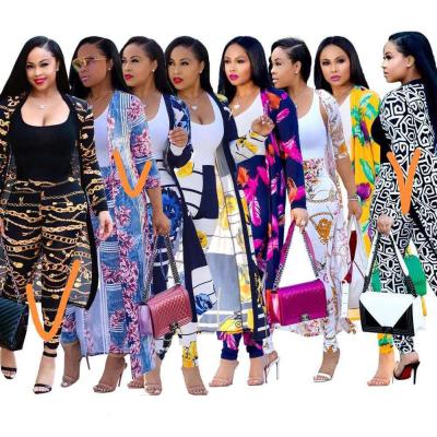 China 2022 new African anti-pilling print cardigan coat and elastic loose pants sets women 2 piece set for sale