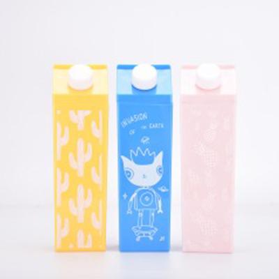 China 2021 New Design Food Grade BPA Free Sustainable Square Style Milk Plastic Bottle For Outdoor Student for sale