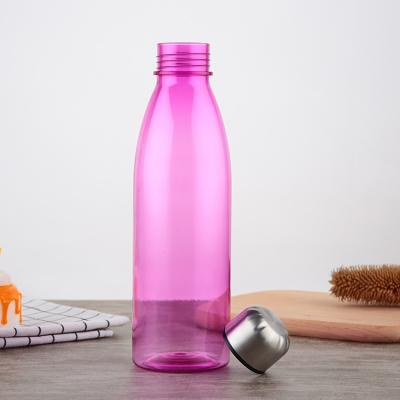 China Hot Stocked Coke Bottle 680ML Custom Steel Cover Plastic Advertising Promotion Environmental Protection Cup Plastic Water Bottles for sale