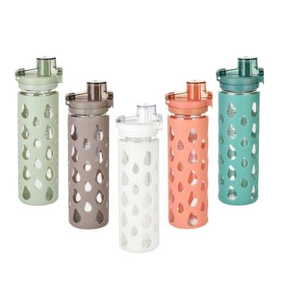 China Viable Creative Leakproof Glass Cup Silicone Insulated Straight Glass Bottle Logo Sports Glass Cup Customizable for sale