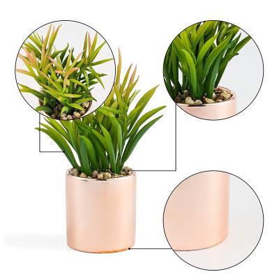 China PRIMAISON Minimalist Green Grass Small Artificial Plants With Pot Decorative Faux Plastic Plants Flower Indoor And Outdoor Decoration for sale