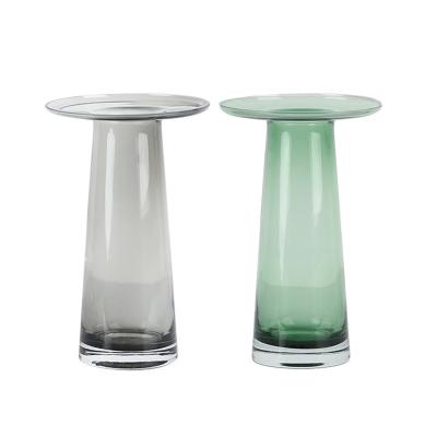 China IDS Minimalist Style Europe Medium Vase Colored Transparent Glass Vases For Home Decor Tabletop Crystal Flower Vase for sale