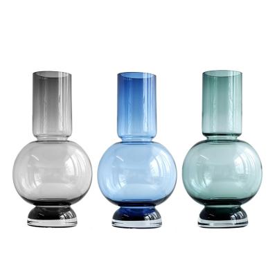 China Modern Decorative Flower Bud Luxury Bubble Art Glass Flower Vase Colorful Bottle Crystal Minimalist Tabletop Large For Living Room Bedroom for sale