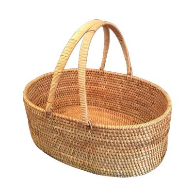 China Rectangular Wicker Decoration and Storage Viable Natural Baskets Rattan Woven Fruit Baskets Organizer for Bathroom Living Room for sale