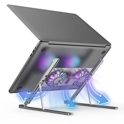 China 13 inch~17 inch laptop heat dissipation Tablet Stand Desktop Base Foldable Fan Cooler Stand for sale