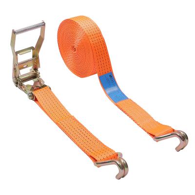 China Hot Sale Factory Direct Supply 100% Polyester Cargo Contral 2 Inch Retractable Ratchet Tie Down Wire Hook Cargo Lashing Ratchet Tie Down for sale