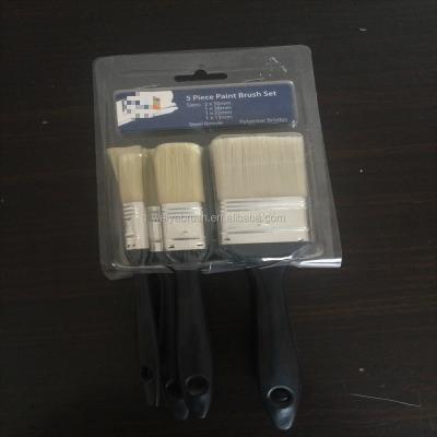 China Black plastic handle steel Ferrule polyester bristles brush set in 5 package en venta