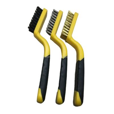 中国 Factory Direct Sale Latest Design Plastic And Rubber Handle Material Stainless Steel Wire Copper Wire Nylon Brush Set 販売のため