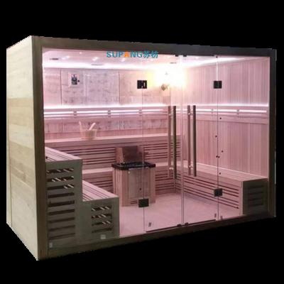 China With Cross Windows Large Cabin Sauna Room Custom Indoor Modern Home 8 Room People Steam Dryer Sauna for sale