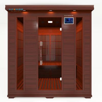 China Computer Control Panel 2021 Commercial 4 Person Wooden Indoor Sauna Far Infrared Sauna Room For Sale for sale