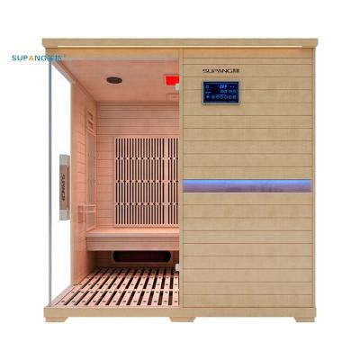 China Computer control panel offer for sale quality indoor wooden 4 person dry blowing room far infrared sauna for sale