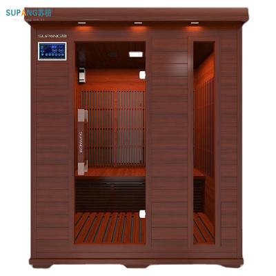 China 2021 High-tech Indoor Canadian Computer Control Panel Sale Imported Cedar Sauna Room 3 Red Person Infrared Sauna Room for sale