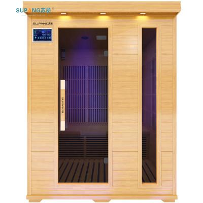 China Widespread High Quality Indoor Home 3 People Dry Far Infrared Hemlock Steamer Sauna Room Computer Control Panel for sale