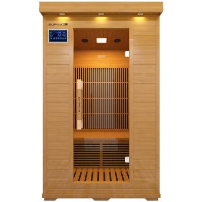 China Infared Heater Ozone Near Far Infrared Wooden Portable Sauna Luxury Home Sauna Two People Computer Control Panel Far Infrared Sauna For Sale for sale