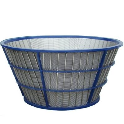 China Twill Weave Baskets Metal Stainless Steel Mesh Filter Coal Cylinder Sieve Centrifugal Water Centrifuge Wedge Wire Basket for sale