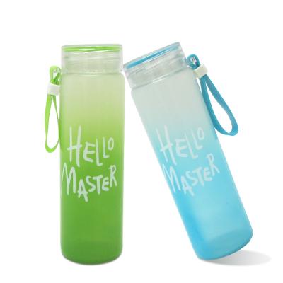 China 400ML PP+Glass Inner PP+Inner Color Change Glass Water Bottle Drinks Progressive Travel Glass Cup Straight for sale