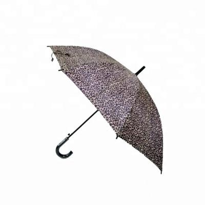 China Leopard Print Double Layer Modern Automatic Straight Stick Umbrella Rainy And Sunny Umbrella for sale