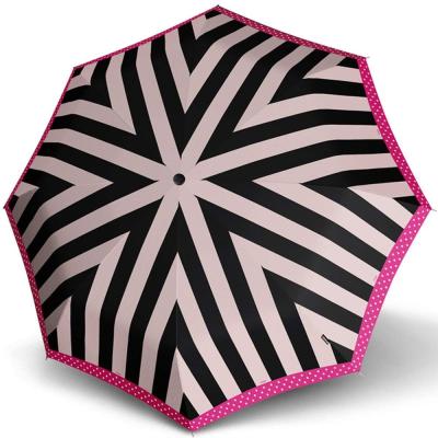 China Modern Rainy and Sunny 3 Times Automatic Open Lady Umbrella Heat Transfer Printing Stripe Umbrella for sale