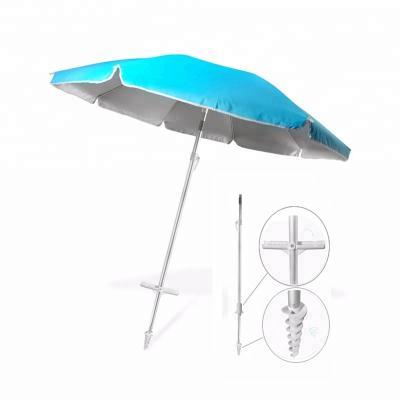 China Modern Silver Coating Promotional Outdoor Beach Umbrella UV Protection Large Size With Screw Bottom Tube for sale