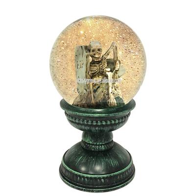 China Spooky Europe Halloween Skeleton Snow Globe Led Lighted Lantern For Halloween Celebration Parties for sale