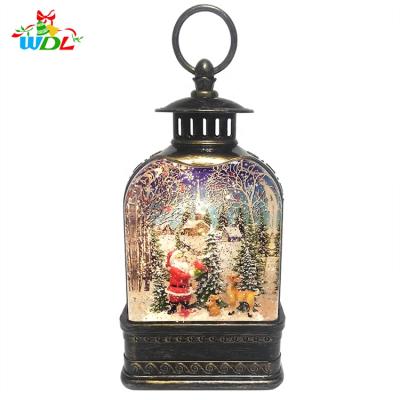 China Gift & Christmas Decoration Christmas Background Image Printing Decor Melody Globe Resin Santa Animal Scene Snow Globe With Led Lights for sale