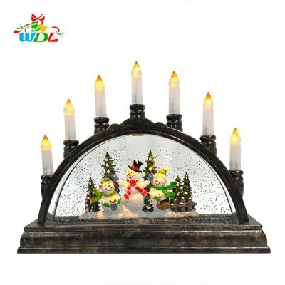 China 2020 Home Festival Decoration Christmas New Candle Light Snowman Style Candle Battery Lantern Flameless Led Snow Lamp Rotating Flash Led Lamp for sale