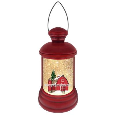 China Decorative Plastic+Liquid Snow Globe Resin Craft Christmas Globe Lantern With House for sale