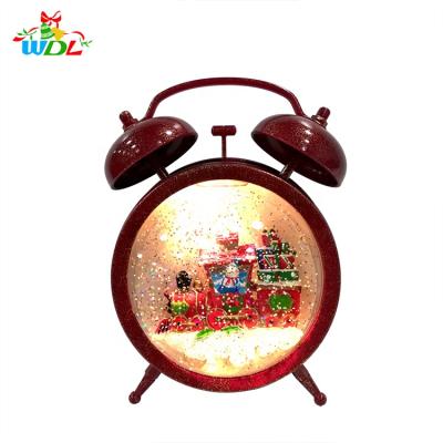 China Christamas home decoration/plastic clock snowman t pieces gift/decor accessories home decor water glitter souvenir figurine buy snow globe spinner small train for sale