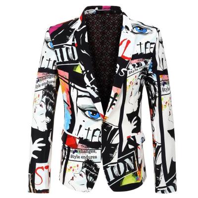 China Free Shipping Anti Shrink Fashion Printed Casual Formal Slim Fit Designed Mens Suit for sale