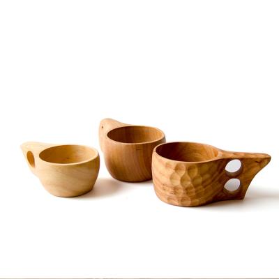 China Viable kuksa wooden cup creative camp wooden cup hot sale mug handcrafted traditional coffee cup for drink for sale