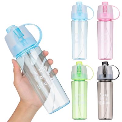 China 600ml Sustainable Plastic Bottle Water Cup With Straw Spray Cool Sports Plastic Water Bottle Portable Travel Climbing Outdoor Water Bottle for sale