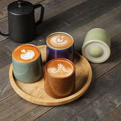 China Viable Chinese Ceramic Rotating Ceramic Bubble Tea Cup Master Cup Small Porcelain Bubble Tea Cup Espresso Gyro Tumbler Handmade Coffee Mug for sale