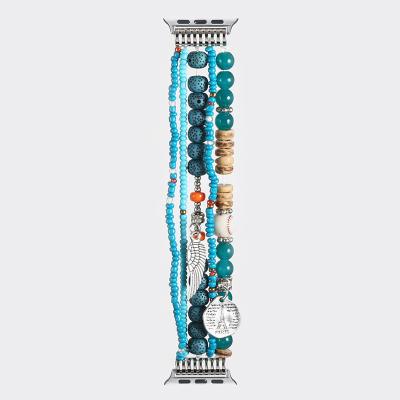 China Gems & ESEEKGO Bohemia Stones Watch Strap Bead Watch Band Strap with Charms for Apple for sale