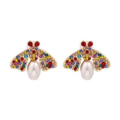 China New Fashion Cute Moth Earrings Insect Modeling Earrings Bead Earrings Wholesale for sale