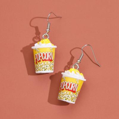 China CLASSIC and female creative personality of earring cute and childish funny jewelry clip ear popcorn simulation resin for sale