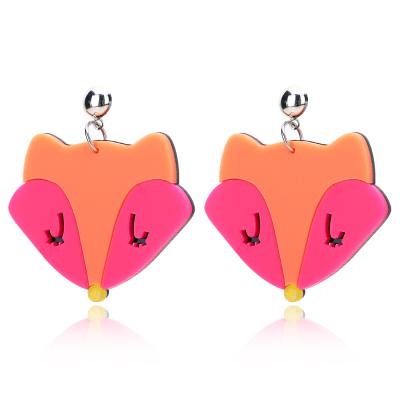 China CLASSIC Hot Creative Cute Cartoon Fox Stud Earrings Shape Jewelry Exaggerated Acrylic Animal Earrings for sale