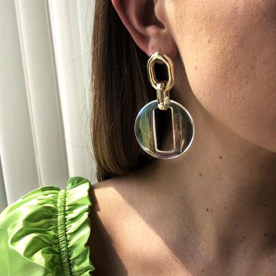 China New CLASSIC simple transparent fresh acrylic resin earrings geometric hollow creative earrings for sale