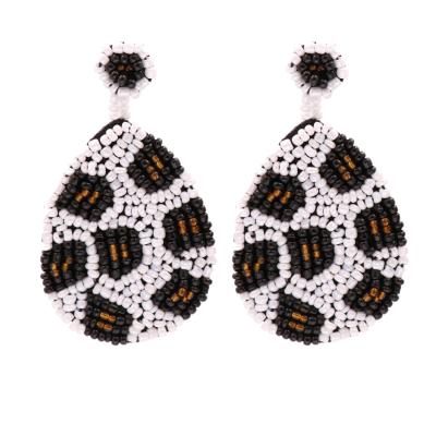 China FASHIONABLE geometric black with white rice beads ethnic style temperament earrings women's accessories wholesale for sale