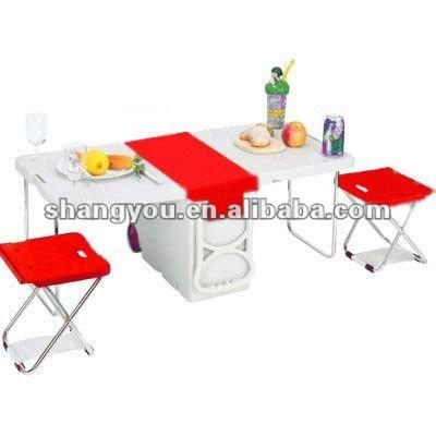 China CANS red multifunction foldable camping table 18.6L cooler box for sale