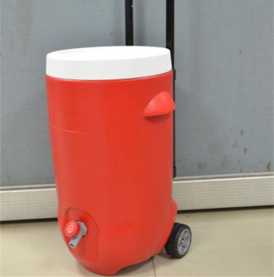 China Waterproof 20L Insulated Plastic BBQ Water Cooler Jug With Wheels for sale