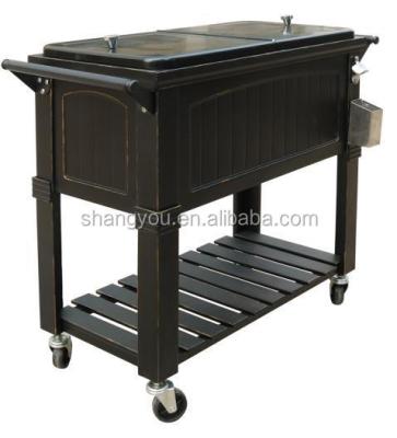 China Waterproof Black Retro 80L Patio Serving Cooler , Rolling Cooler Cart for sale