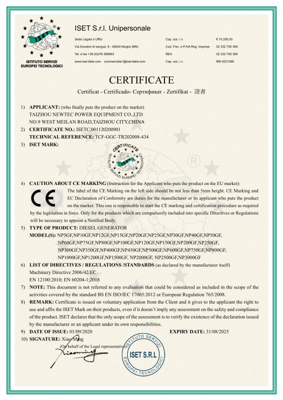 CE - Taizhou Newtec Power Equipment Co., Ltd.